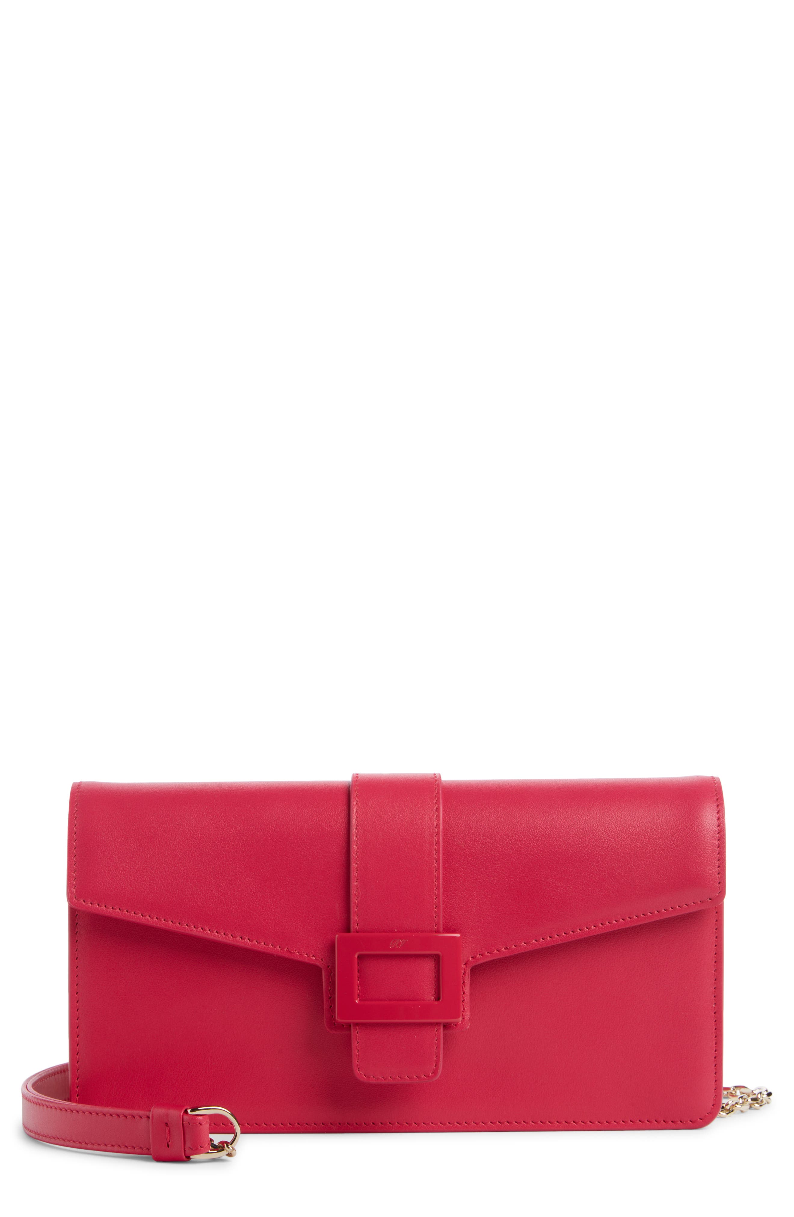 Roger Vivier Viv Calfskin Leather Crossbody Bag, Main, color, 