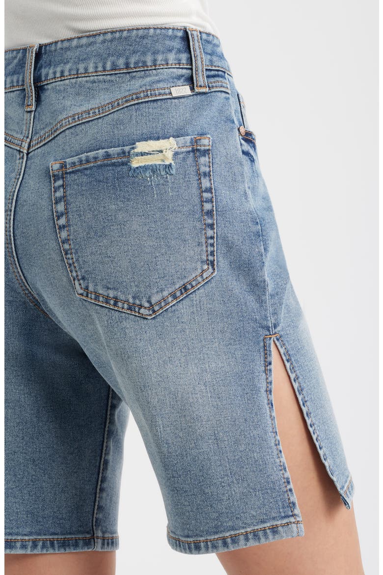High Waist Mid Thigh Denim Shorts, Alternate, color, OLLY
