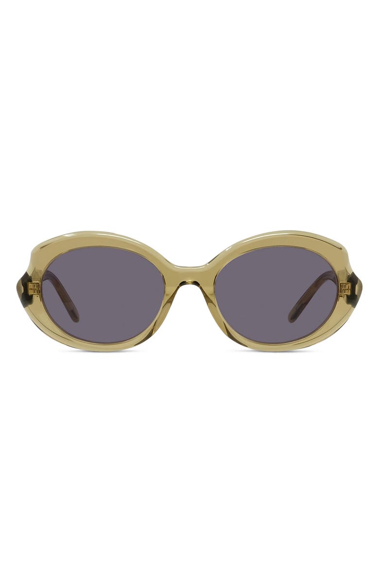 Loewe Thin Mini 54mm Oval Sunglasses, Main, color, Shiny Dark Green / Violet