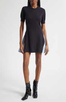 Mixed Media Cotton Blend Minidress