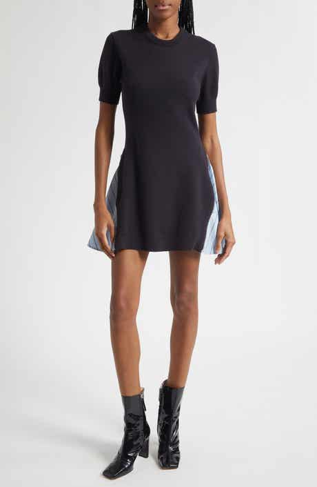 Mixed Media Cotton Blend Minidress