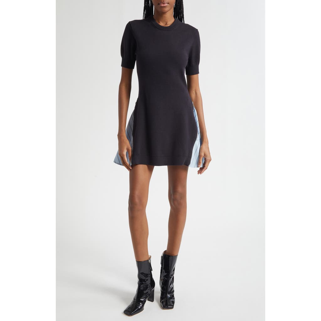 3.1 Phillip Lim Mixed Media Cotton Blend Minidress In Black
