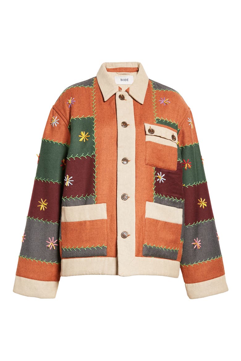 Embroidered Autumn Quilt Wool Blend Jacket, Alternate, color, MULTI