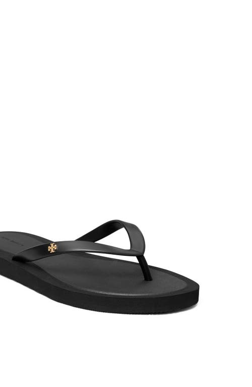 Tory Burch Slate Rubber Kira Thong Slippers In Perfect Black/gold