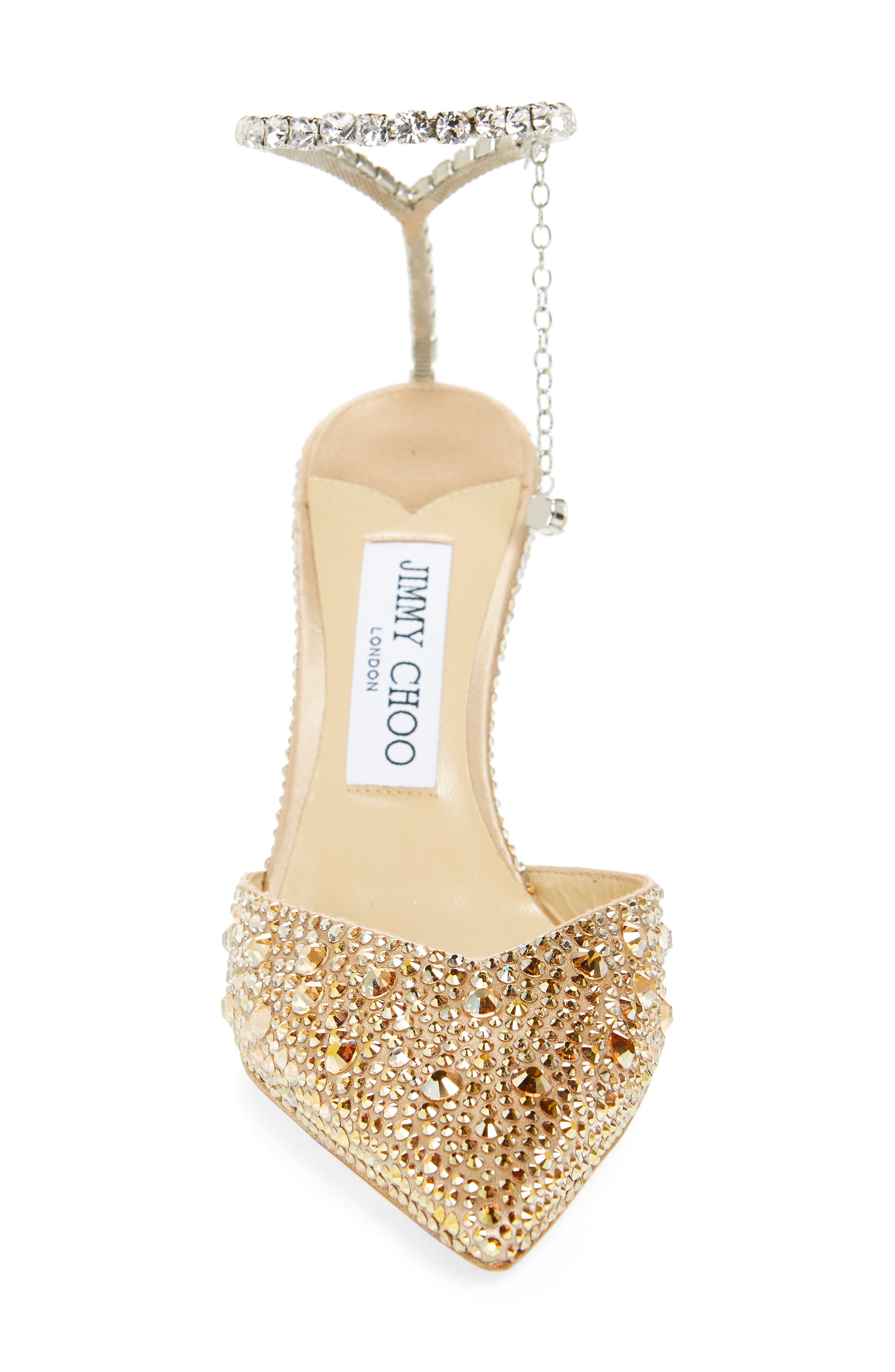 Jimmy Choo Saeda Crystal Ankle Strap Pointed Toe Pump, Alternate, color, 