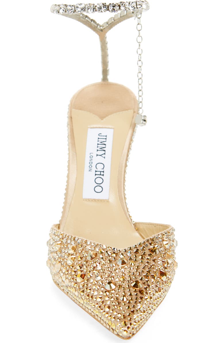 Jimmy Choo Saeda Crystal Ankle Strap Pointed Toe Pump, Alternate, color,