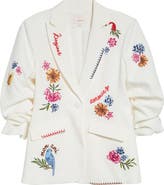 Cinq à Sept Celeste Vine Scrunched Embroidered Blazer