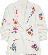Cinq à Sept Celeste Vine Scrunched Embroidered Blazer