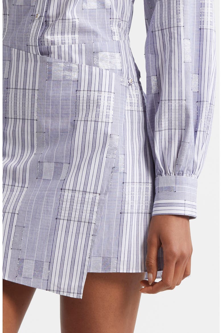 Sariah Metallic Plaid Long Sleeve Cotton Blend Mini Shirtdress, Alternate, color, NAVY PATCHWORK