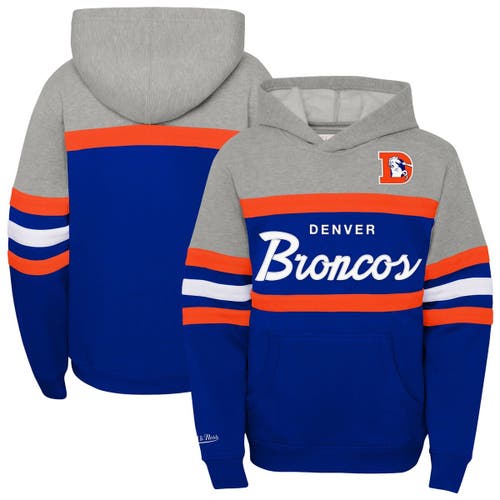 Mitchell & Ness Youth Royal Denver Broncos Throwback Head Coach Pullover Hoodie In Blue