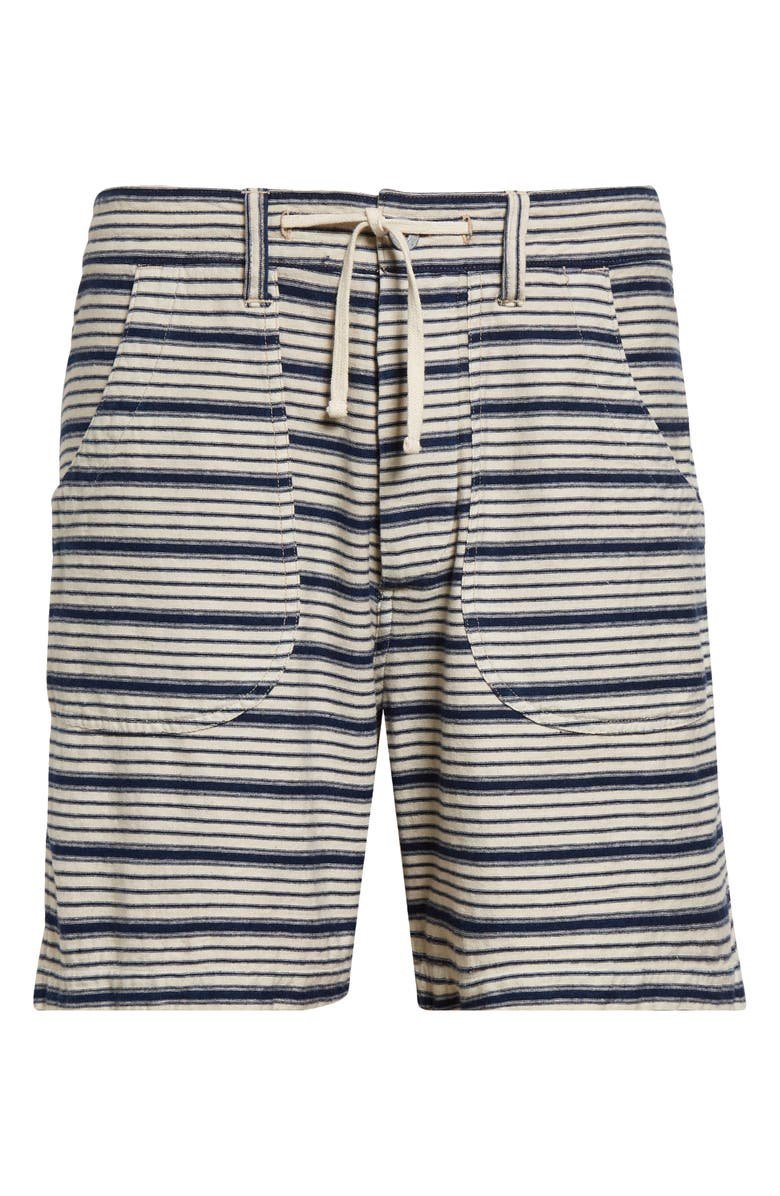 Double RL Indigo Stripe Jersey Shorts, Alternate, color, Cream Multi