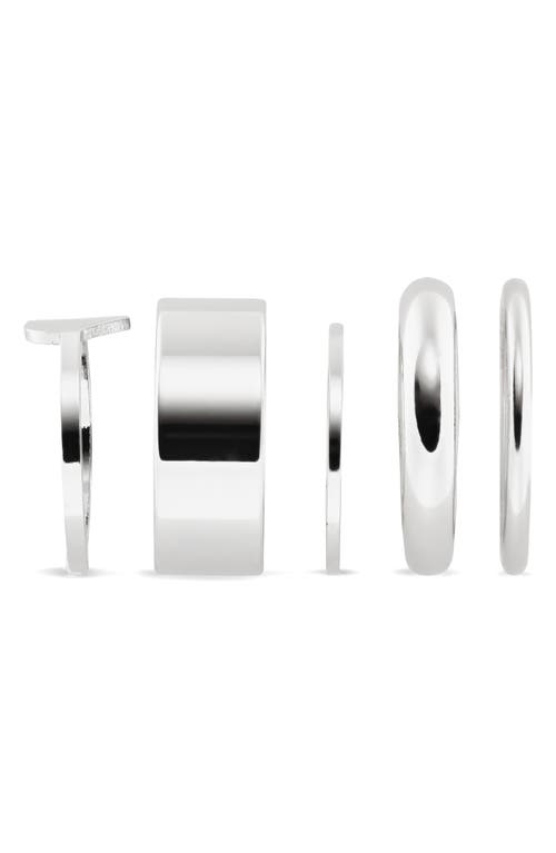 Bp. Set Of 5 Assorted Smooth Heart Rings In Rhodium