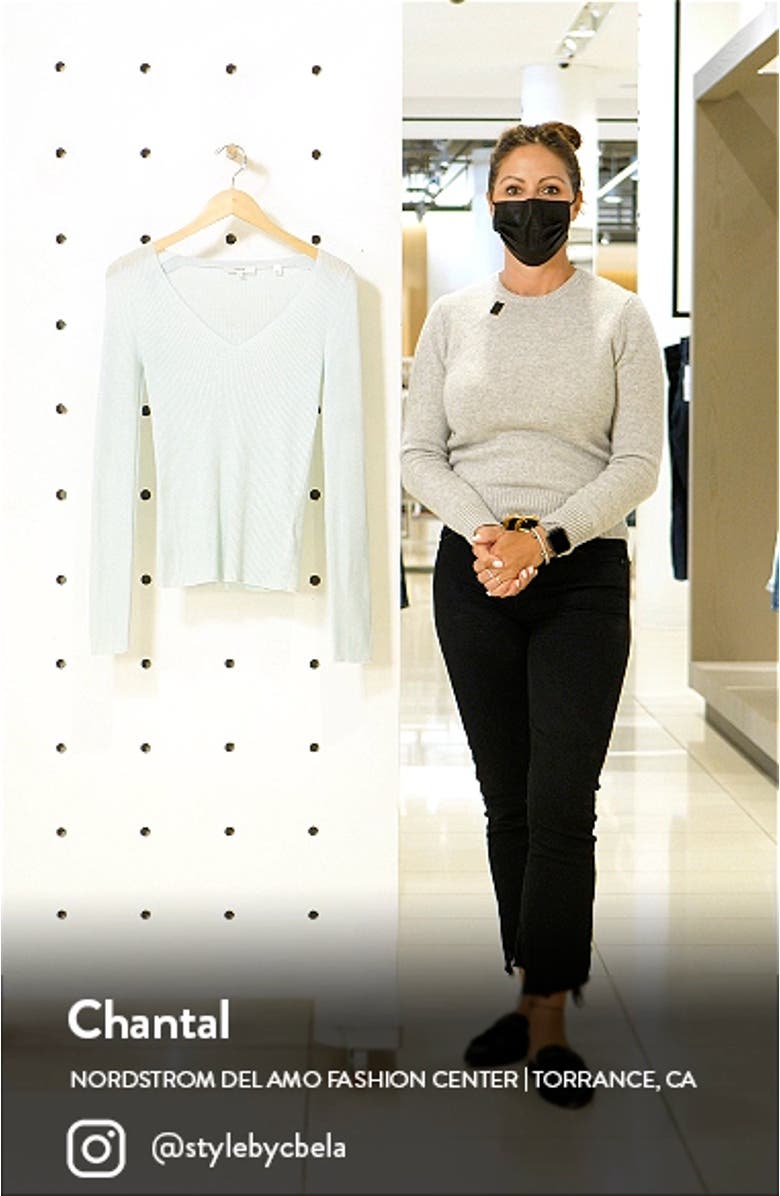 V-Neck Slim Rib Cashmere Sweater, sales video thumbnail