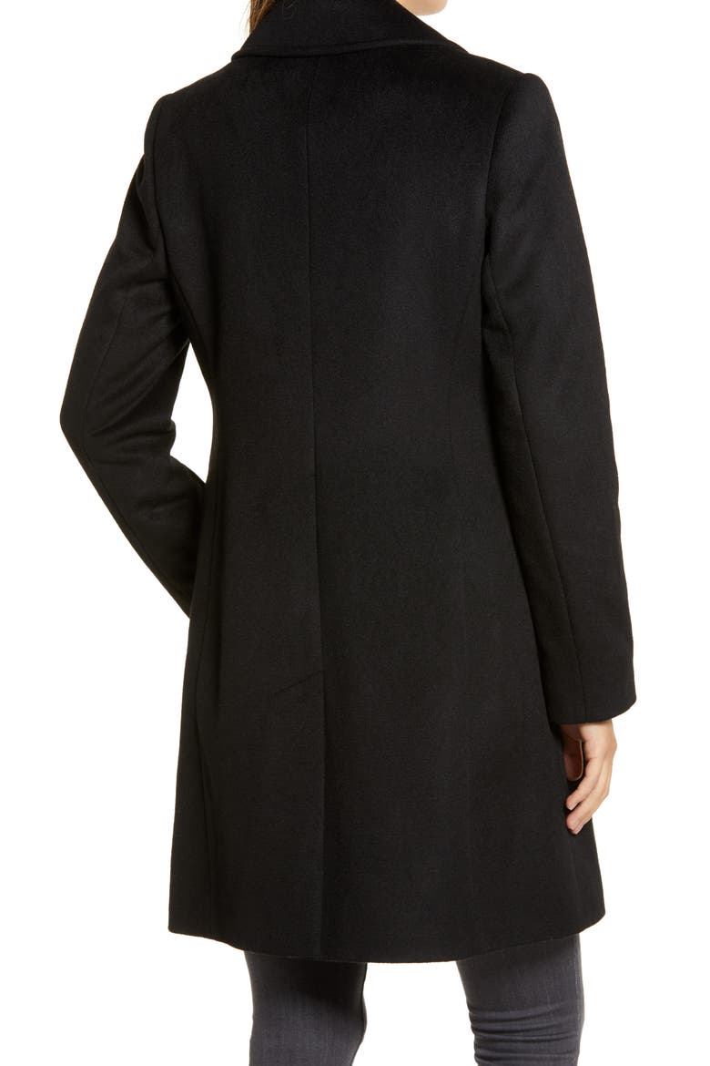 Notched Collar Wool Blend Coat, Alternate, color, BLACK