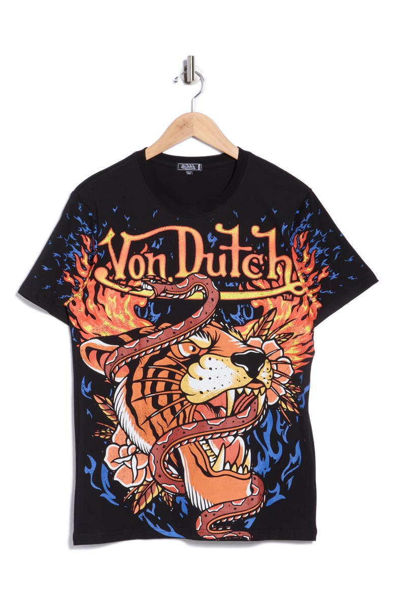 Von Dutch Tiger Drop Out Graphic T-Shirt, Alternate, color, Black