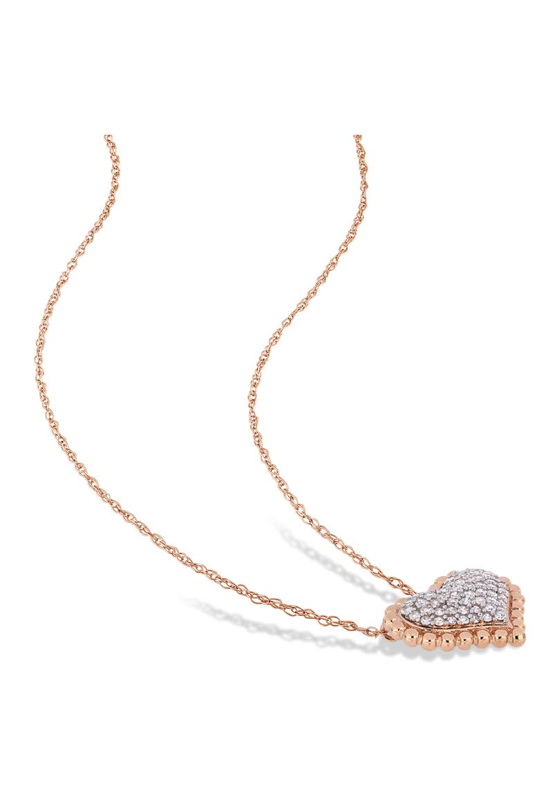 Diamond Clustered Heart Necklace 10k Rose Gold, Alternate, color, Rose Gold