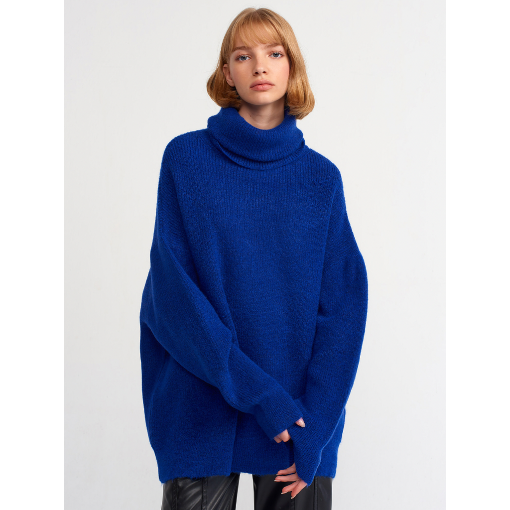 Le Fafo Olga Turtle Neck Sweater In Blue