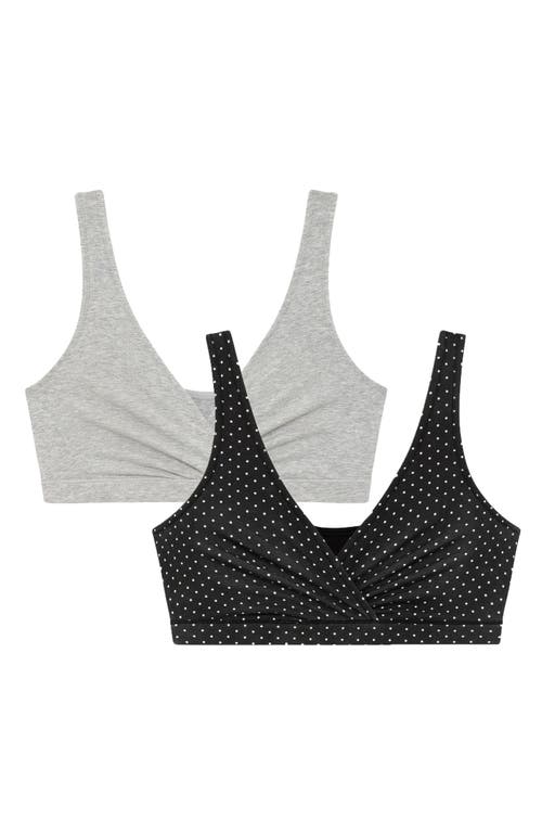 Motherhood Maternity Maternity Cotton Wrap Front Nursing Sleep Bralette, 2-pack In Black