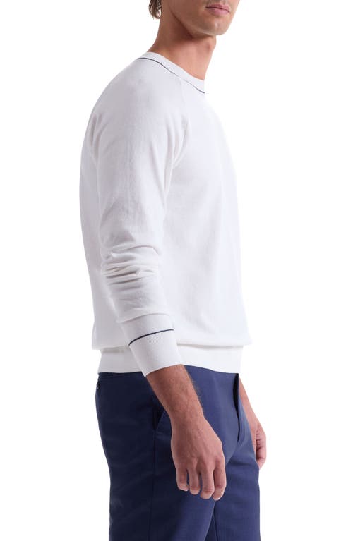 Bugatchi Tipped Cotton Blend Crewneck Sweater In White