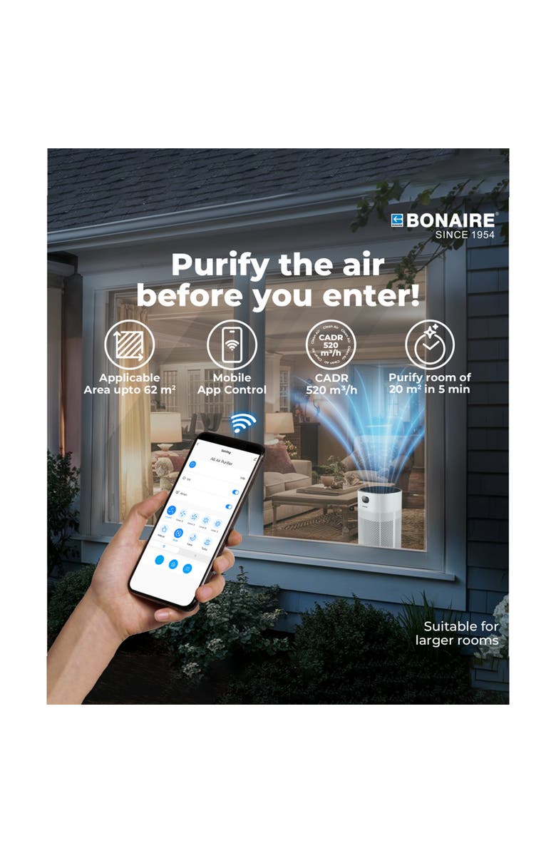 Bonaire A6 Air Purifier, White, Alternate, color, White