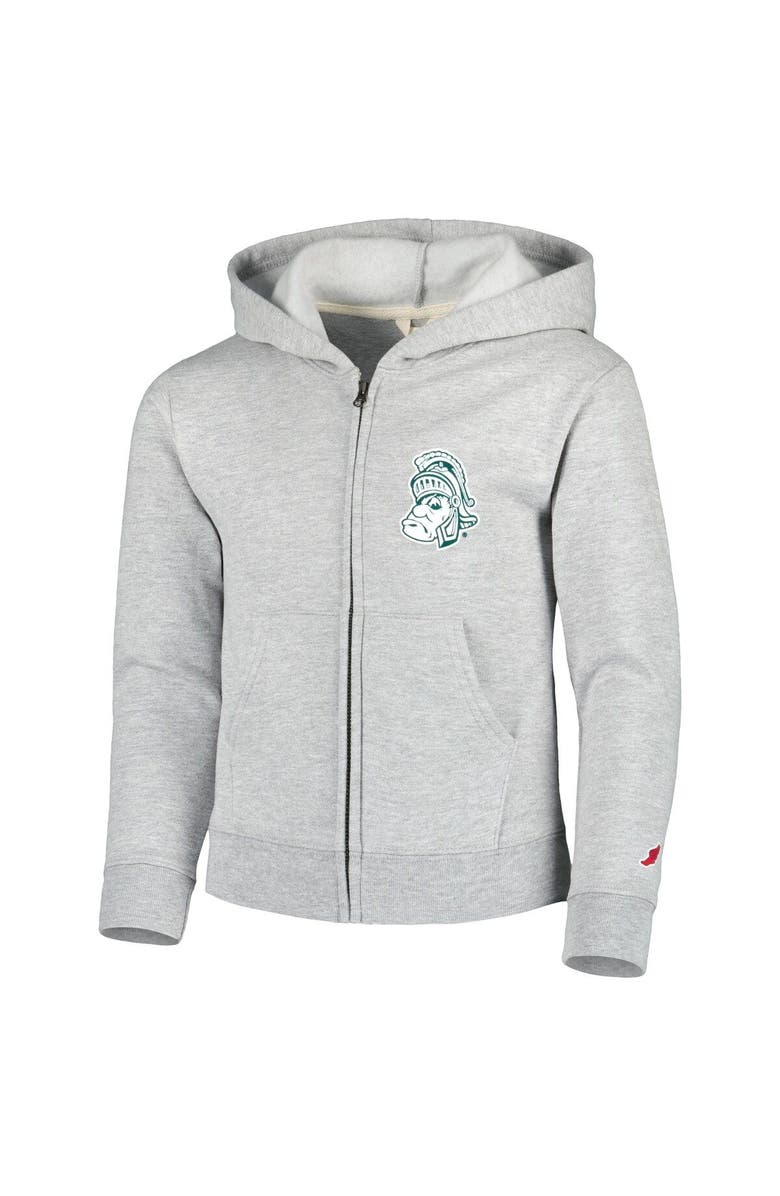 LEAGUE COLLEGIATE WEAR Youth League Collegiate Wear Heather Gray Michigan State Spartans Full-Zip Hoodie, Alternate, color,