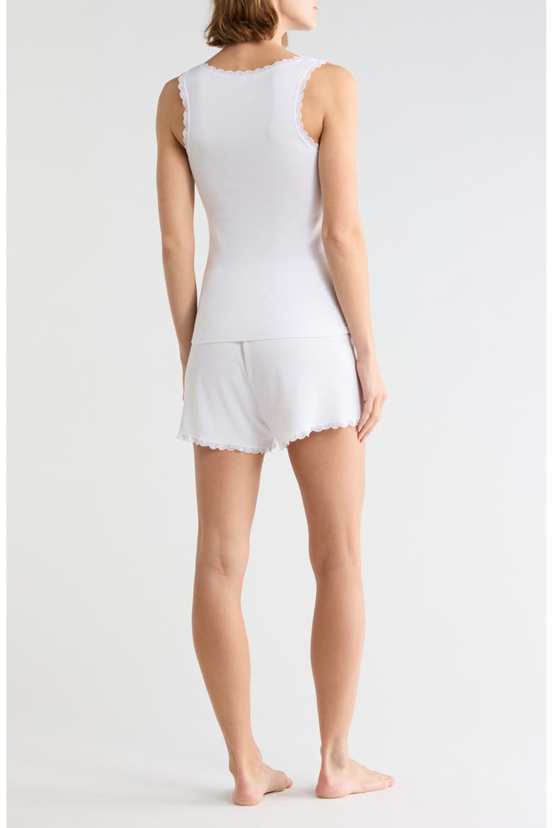 Lace Trim Tank & Shorts Pajamas, Alternate, color, WHITE/ WHITE