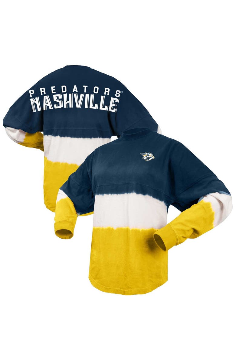 SPIRIT JERSEY Women's Fanatics Branded Navy/Gold Nashville Predators Ombre Long Sleeve T-Shirt, Main, color,