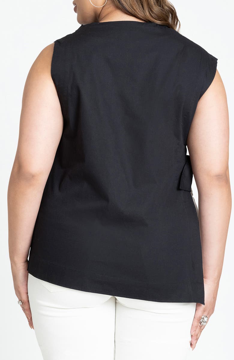 ELOQUII Cowl Neck Side Tie Cotton Top, Alternate, color, 