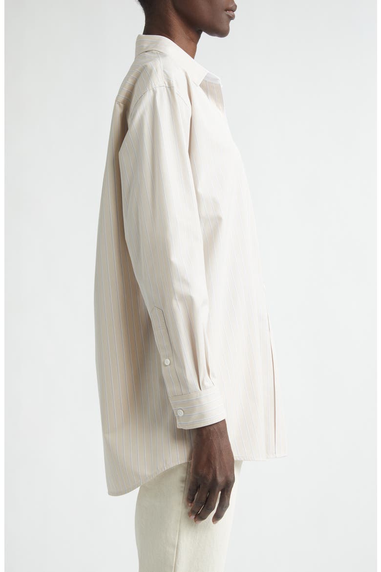 Stripe Oversize Cotton Poplin Button-Up Shirt, Alternate, color, OATMEAL MULTI