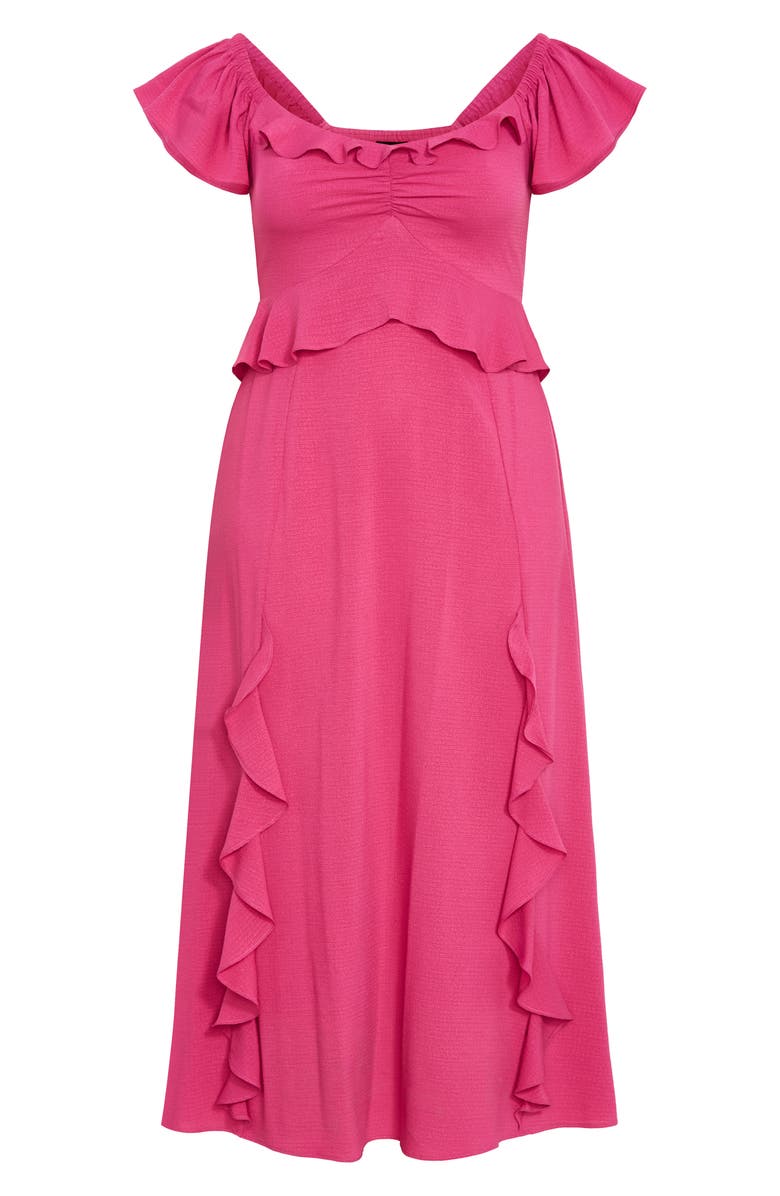 City Chic Frill Ruffle Maxi Dress, Alternate, color, Magenta