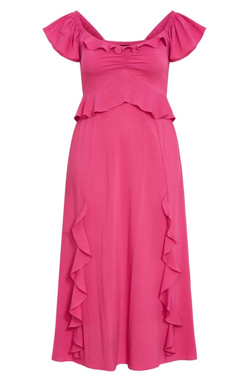 City Chic Frill Ruffle Maxi Dress In Magenta