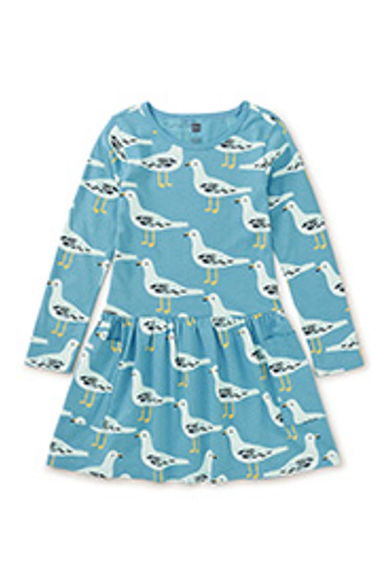 Long Sleeve Pocket Dress, Main, color, Squabble of Seagulls