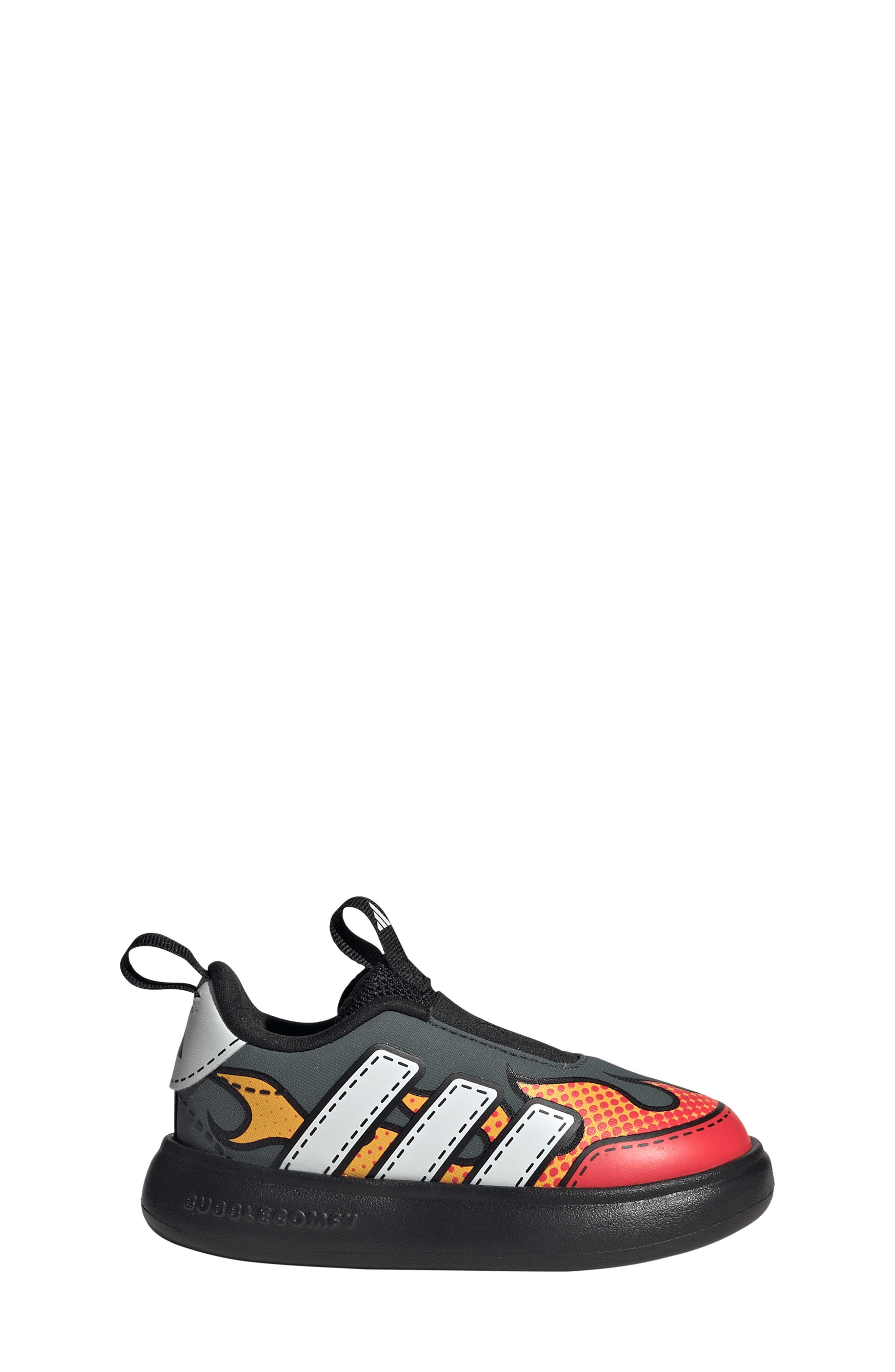 adidas Kids' Bubblecomfy Knit Slip-On Sneaker, Alternate, color, Grey/ White/ Lucid Red