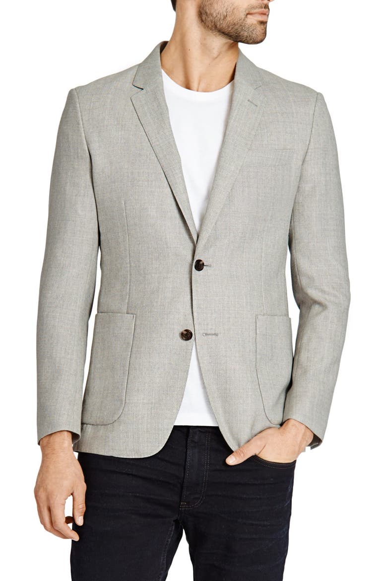 Trim Fit Wool Blazer, Main, color, GREY