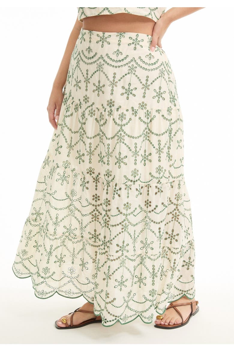 Eyelet Scalloped Hem Maxi Skirt, Alternate, color, EMBROIDERY