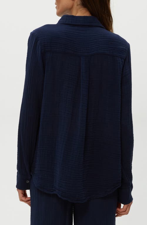 Michael Stars Ernie Cotton Gauze Button-up Shirt In Nocturnal