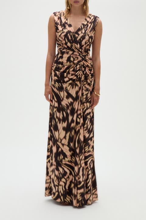 Printed Satin Jersey Dress