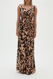 Amsale Printed Satin Jersey Dress