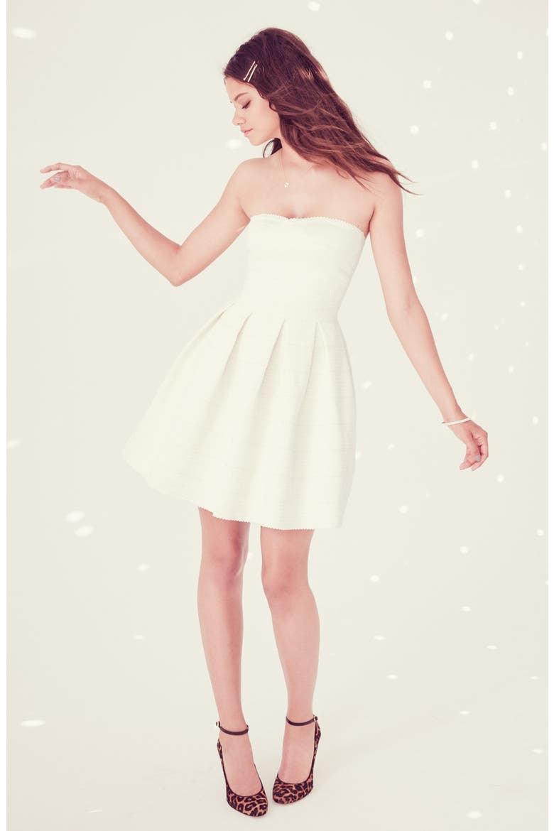 dee elle Textured Strapless Dress, Alternate, color, RED