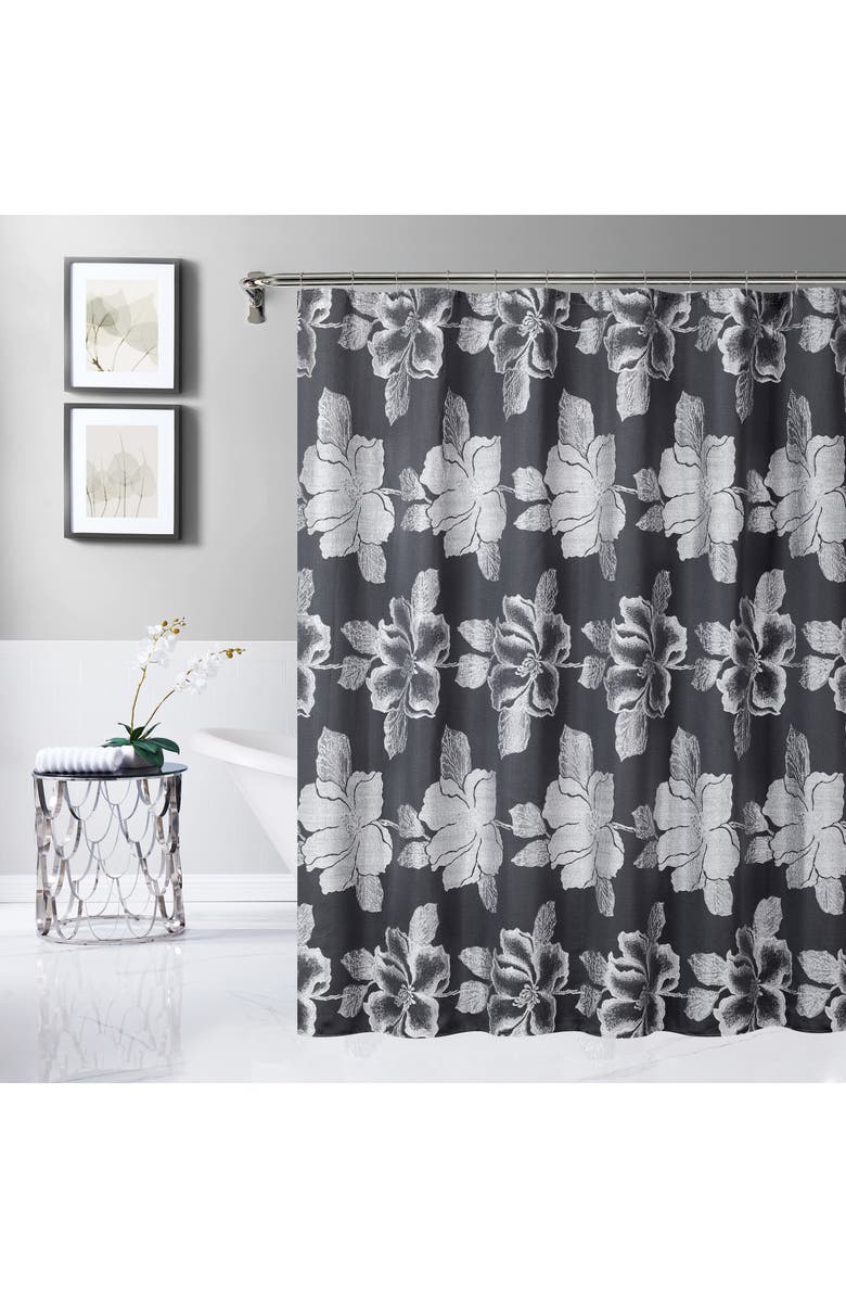 DAINTY HOME Floral Park Shower Curtain, Main, color, 