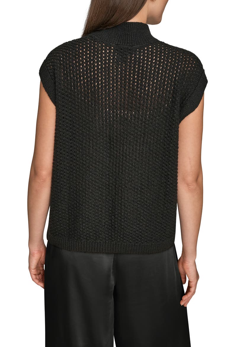 Open Stitch Cap Sleeve Sweater, Alternate, color, BLACK
