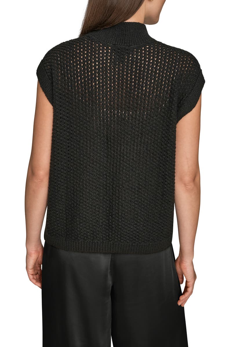 Donna Karan New York Open Stitch Cap Sleeve Sweater, Alternate, color, Black