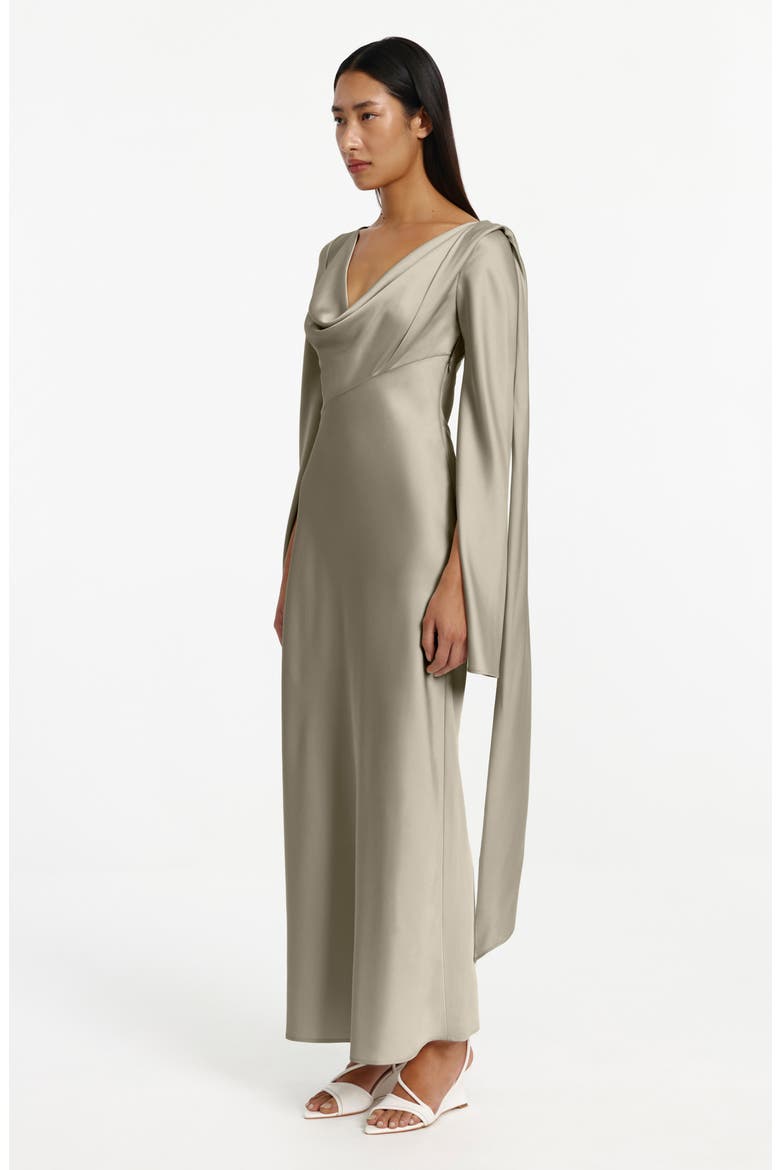 Luka Long Sleeve Satin Gown, Alternate, color, WILLOW