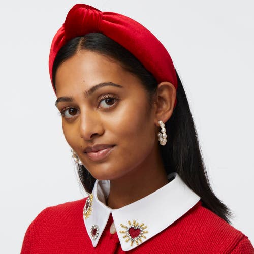 Lele Sadoughi Red Velvet Knotted Headband In Red