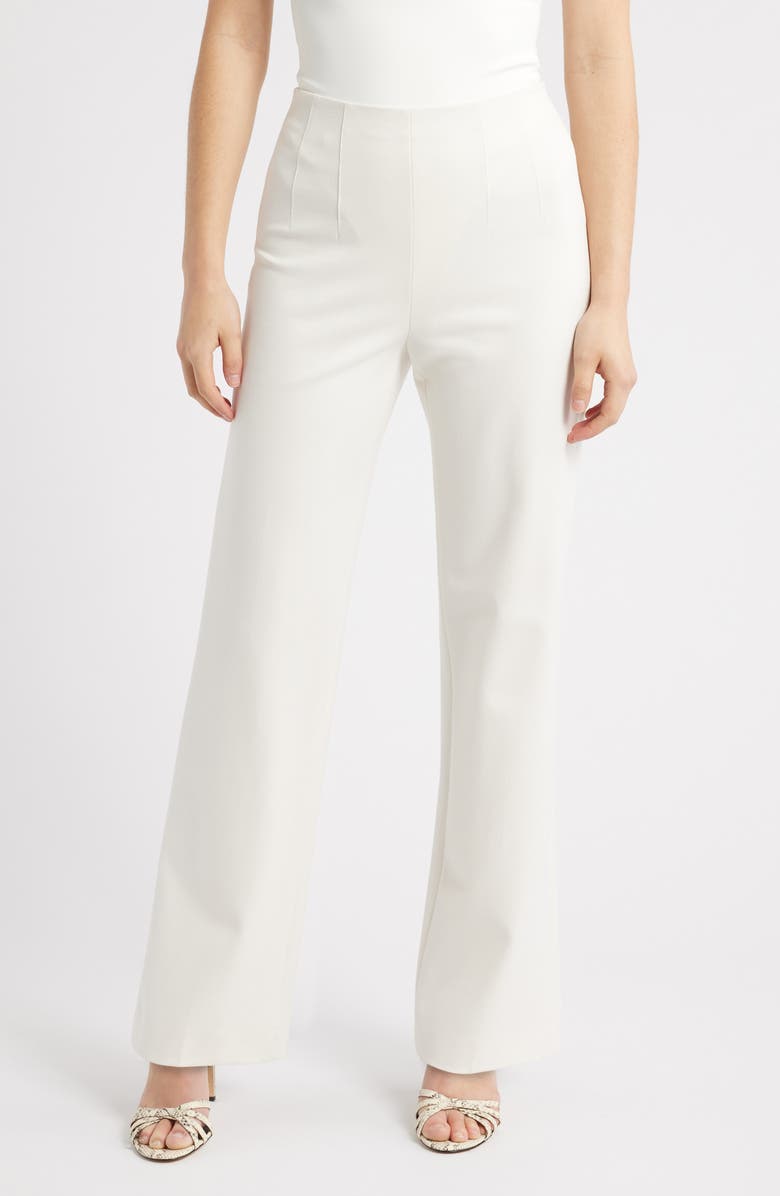 Anne Klein Darted High Waist Straight Leg Pants, Main, color, 