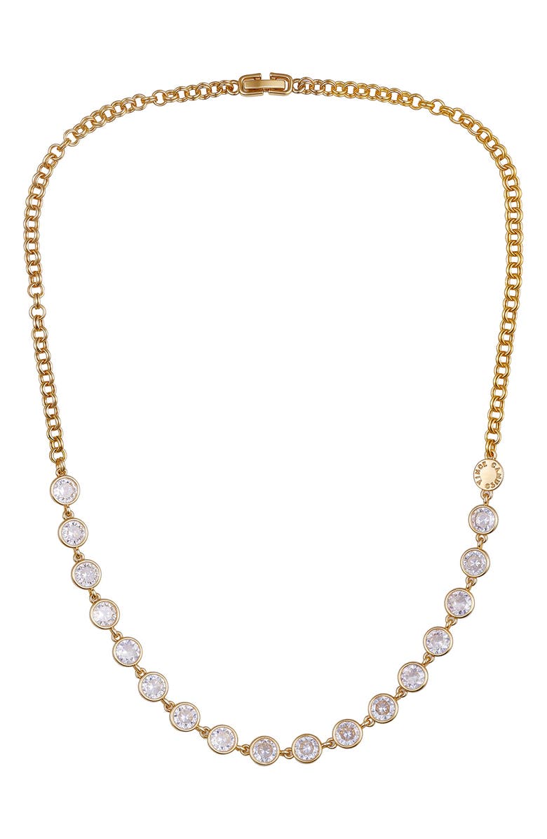 Vince Camuto Bezel Set CZ Necklace, Alternate, color, Gold Tone