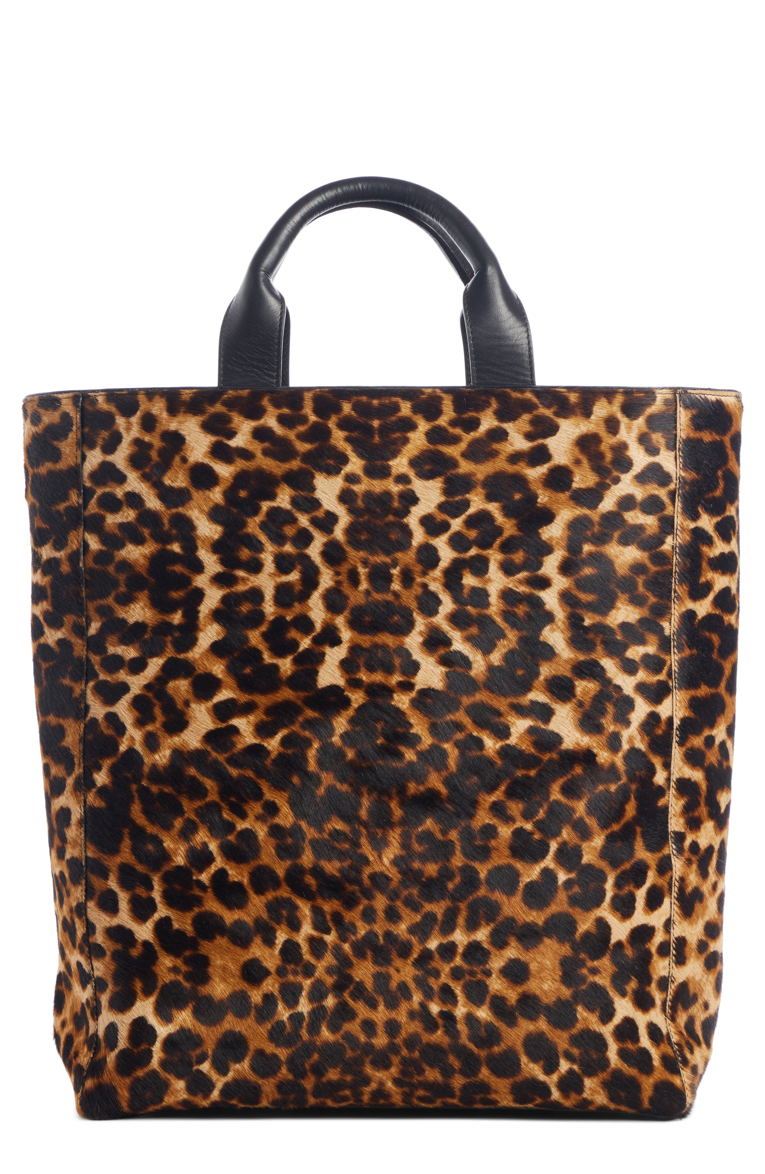 Dries Van Noten Leopard Print Genuine Calf Hair Tote, Main, color, 