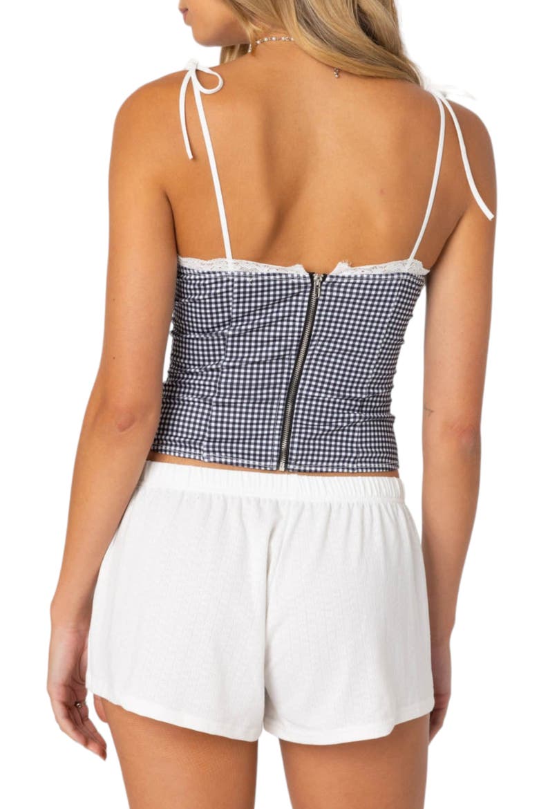 Peekaboo Gingham Corset Top, Alternate, color, BLACK-AND-WHITE