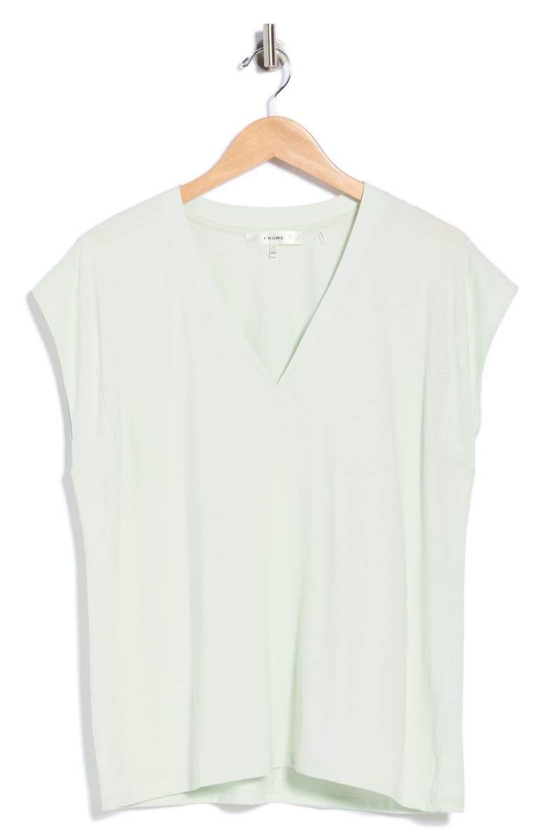 FRAME Pima Cotton V-Neck Tee, Alternate, color, Green Gem