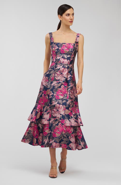 Kay Unger Paige Metallic Floral Jacquard Cocktail Dress In Multi